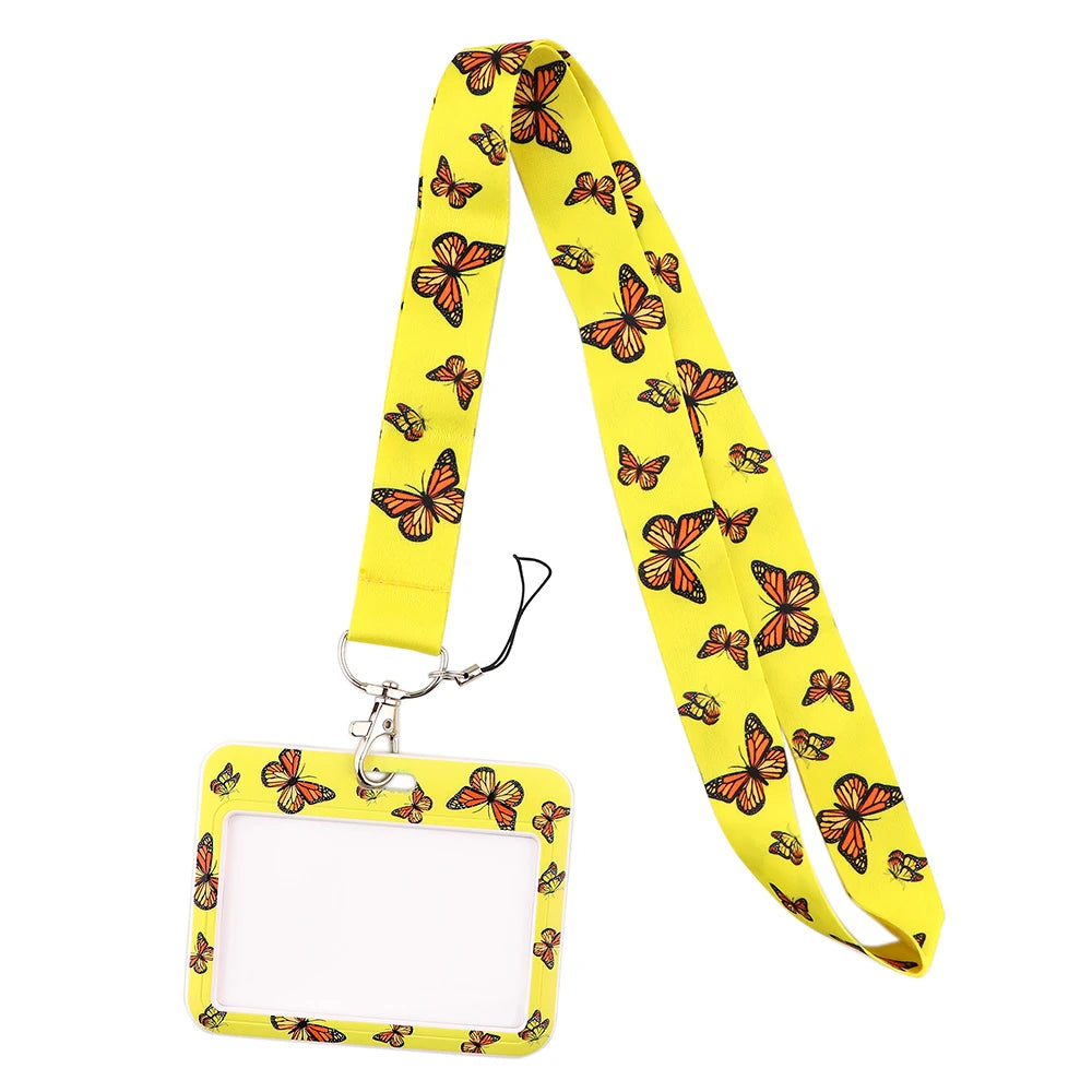 Tejesa Butterfly Lanyard Business Credit Card Holder Neck Strap Keychain Hang Rope ID Badge Holder Lariat Lasso
