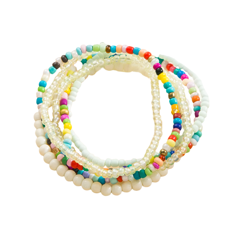 Hemasa  Rice Bead Bracelet Hand Color Charm Bracelet For Women Layered Crystal Bracelets