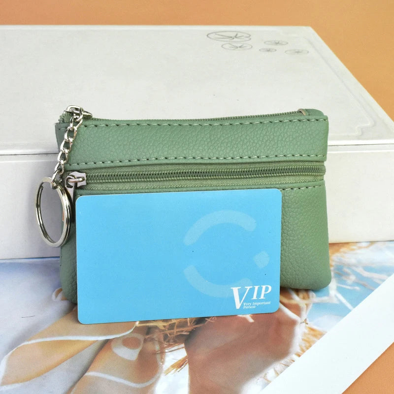 Hemasa Mini Multi-color PU Leather Small Coin Purse Light Top Layer  Zipper Key