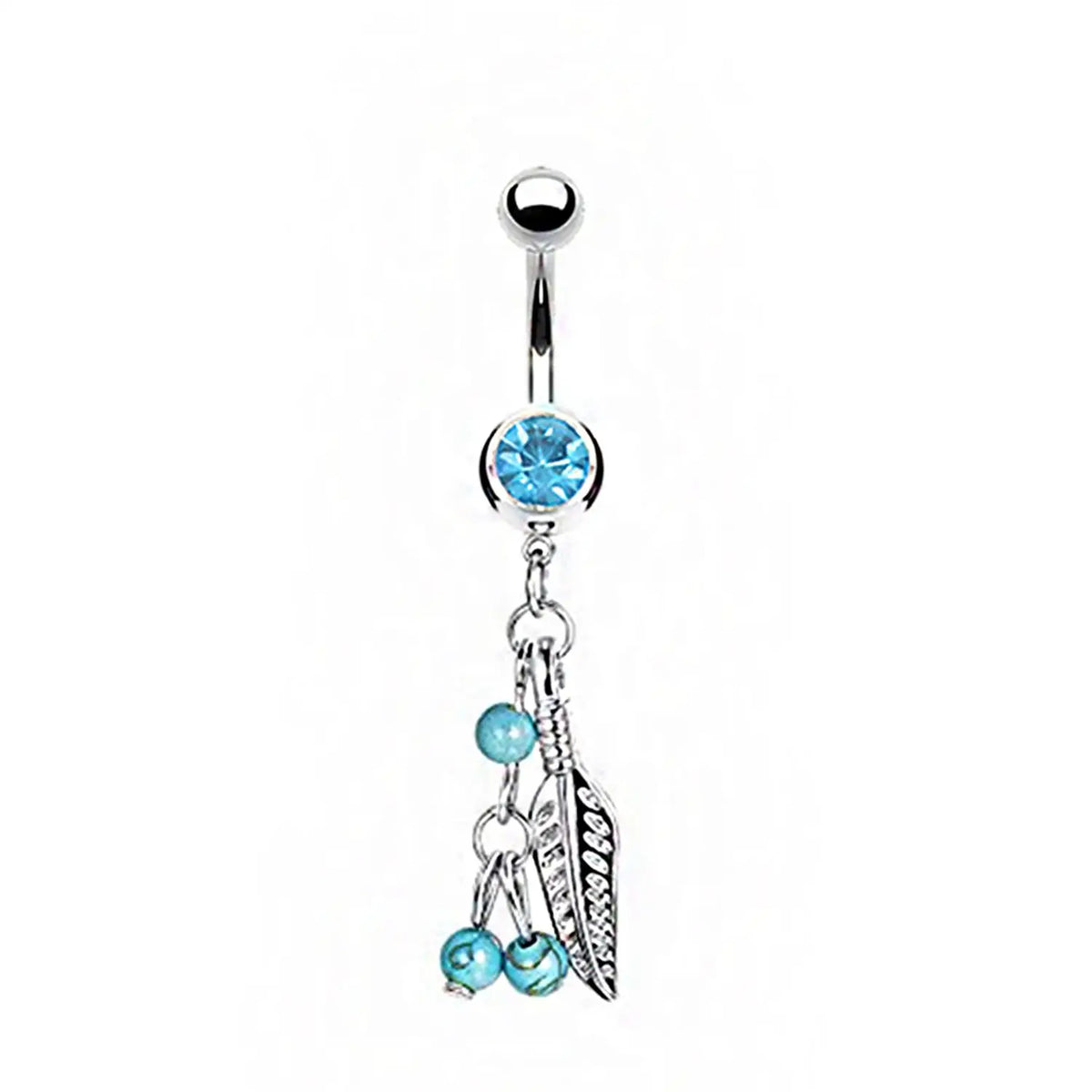 Stainless Steel Internal Thread Navel Piercing Dangle Body Piercing Sexy Belly Button Rings Blue Zircon Navel Rings Jewelry