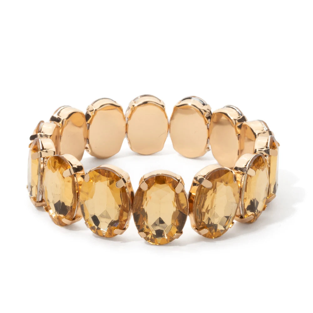 Tejesa Zirconia Bangle For Women Gold Color Crystal Stretchable Bracelets