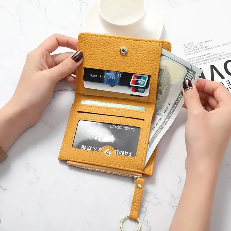 Hemasa  PU Leather Female Purse Mini Card Holder/ Coin Short Wallets Slim Small Purse