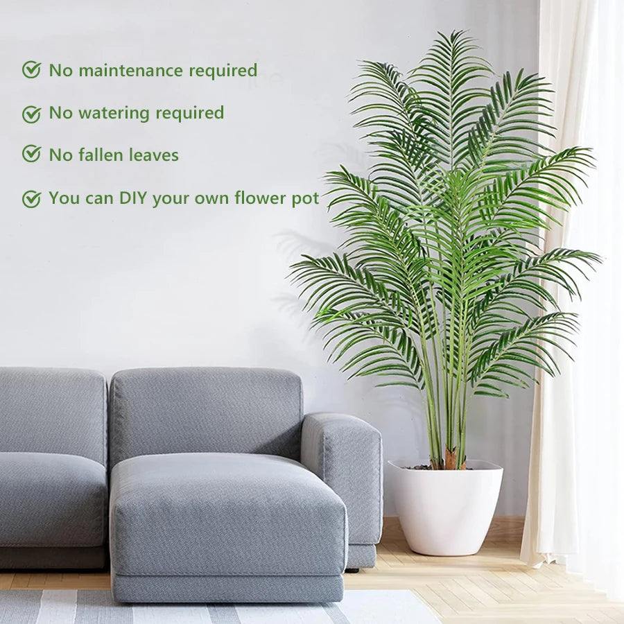 130cm/51.2in Artificial Large Fake Palm Tree Areca Palm Artificial Tropical Plant Plastic for Home Garden Decoration