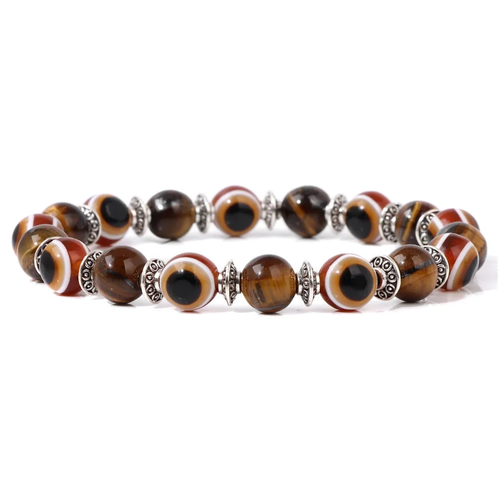 Tejesa Turkey Evil Eye Bracelet Lucky 8mm Colorful Beaded Bracelets For Women Men Blue Eye Aesthetic Handmade Bangle Friendship Jewelry