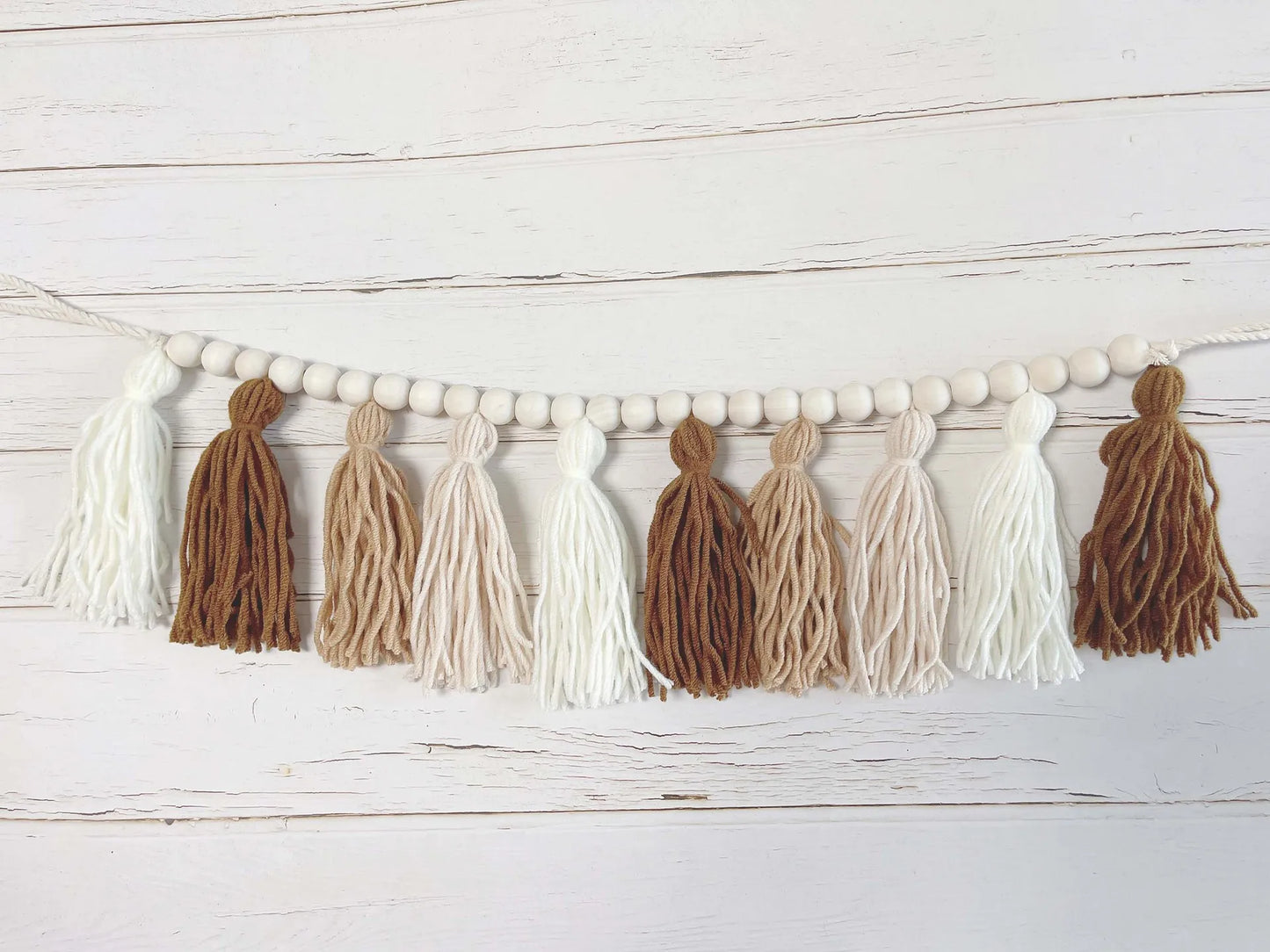 Nordic Style Hand-woven Wooden Beads String Wool Tassel  Home 2023 New Style Children's Kid Room Decoration Wall Hangings Decor