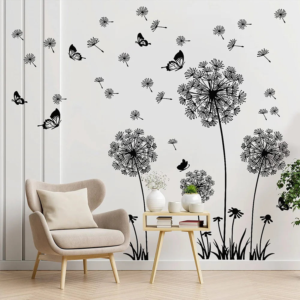 Hemasa Black Dandelion Wall Stickers Household  Decor Decals Mural Art Poster On The Wall