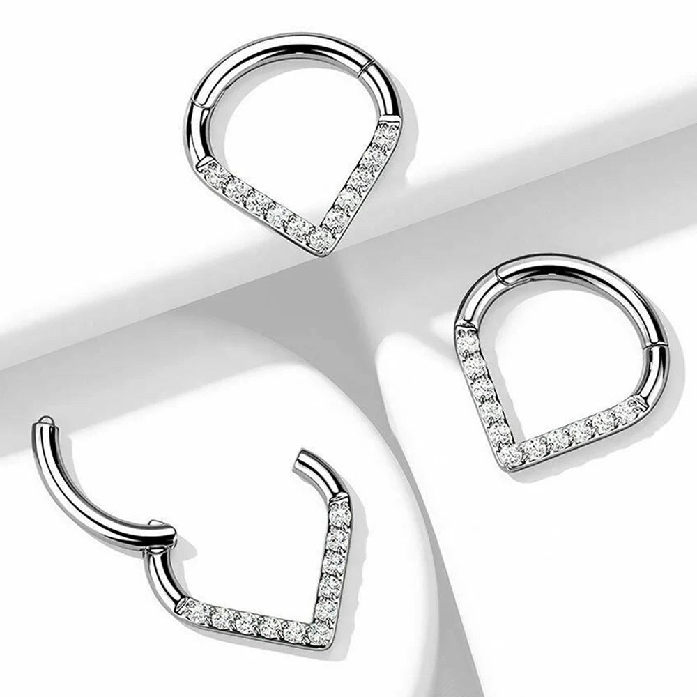 10Pc F136 Titanium Implant Grade 16G Hinge 8-10mm Septum Nose Ring Earlobe Pillow Ring Earring Teardrop Septum Piercing Jewelry