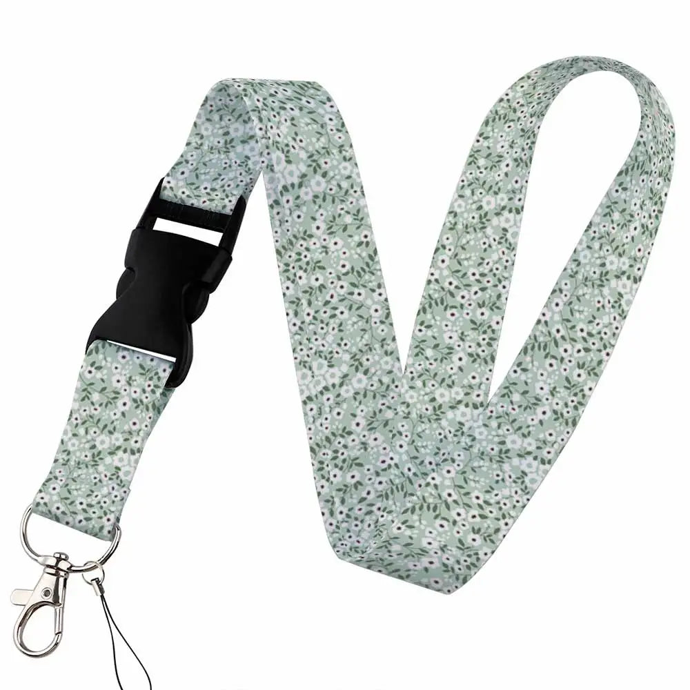 Tejesa Beautiful flower Lanyard Keys Chain Badge Holder ID Credit Card Pass Hang Rope Lariat Mobile Phone Charm Accessories Gifts