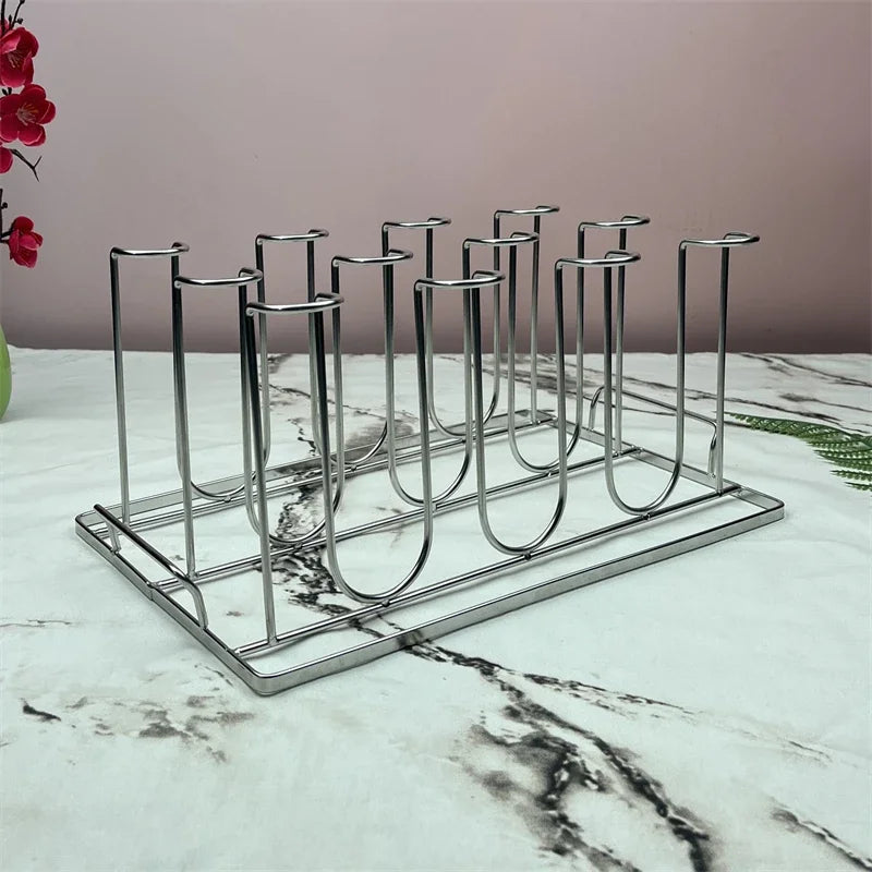 Stainless Steel Cup Tray, Inverted Hanging Rack, 8 Cup and 12 Cup Drain Rack, Home and Office Use, Durable Organizer