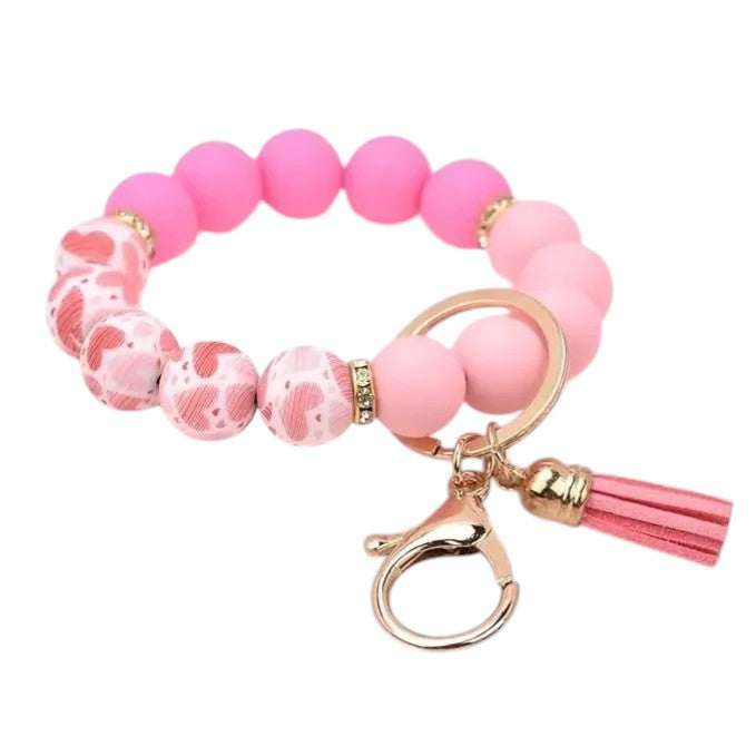Hemasa Handmade Daisy Silicone Beads Bracelet Keychain /Anti-Lost Wallet Pendant Ring Holder