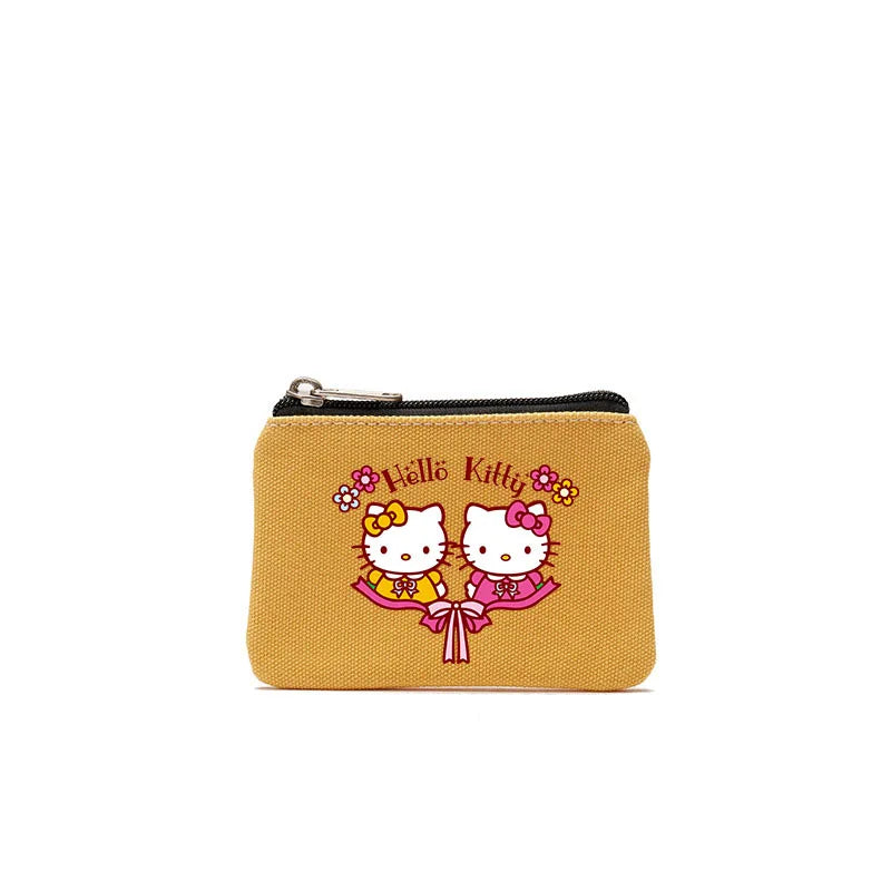 Cartoon Hellos Kittys Coin Purse Canvas Bag Card Bag Simple Fabric Coin Small Bag Cotton Storage Bags for Children's Gifts