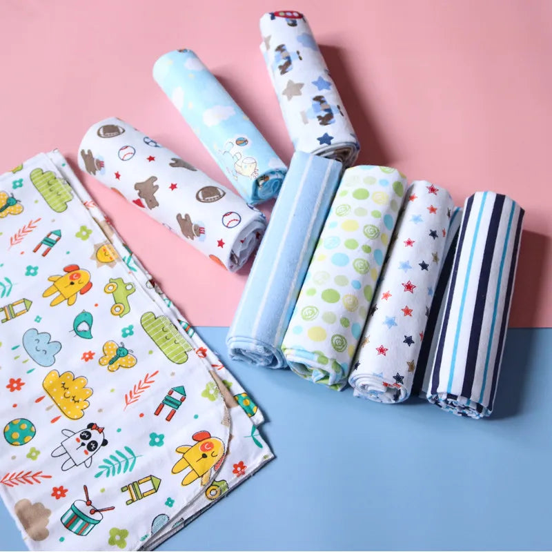 Hemasa 4pcs/pack 100% Cotton Flannel Diapers Supersoft Receiving Baby Blanket Newborn Wrap 76x76cm Baby Bedsheet Print Blanket Swaddle