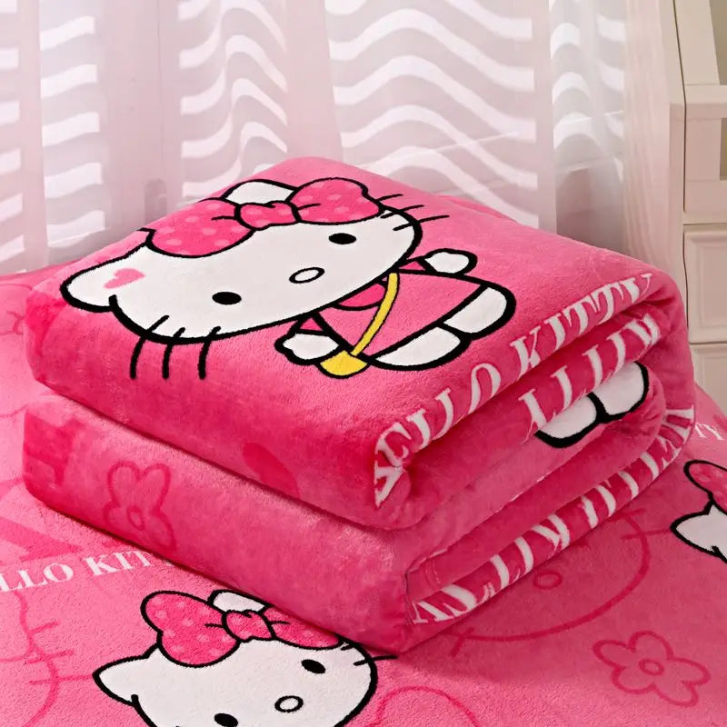 Hemasa  Hello Kitty Blanket Cartoon Printed Soft Comfortable Warm Multiple Plush Blanket