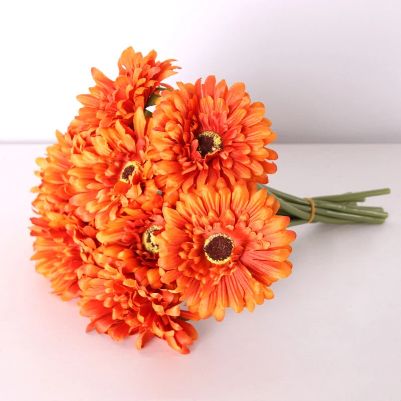 Hemasa 5/10PC Artificial Silk Gerbera Home Decoration Flower Heads Daisy for Wedding Holding Simulation Flowers Garden Home Decoration