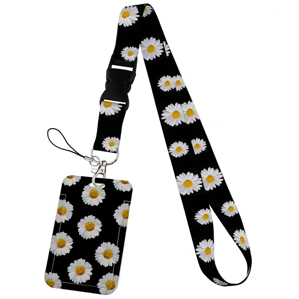 Tejesa  Flower design Lanyard Business Credit Card Holder/ Neck Strap Keychain Hang Rope ID Badge Holder