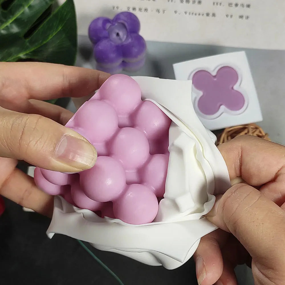 For Fun 3D Multi Style Bubble Cube Candles Silicone Mold Aromatherapy Plaster Candle Hand-made Baking Cake Mold Home Decoration