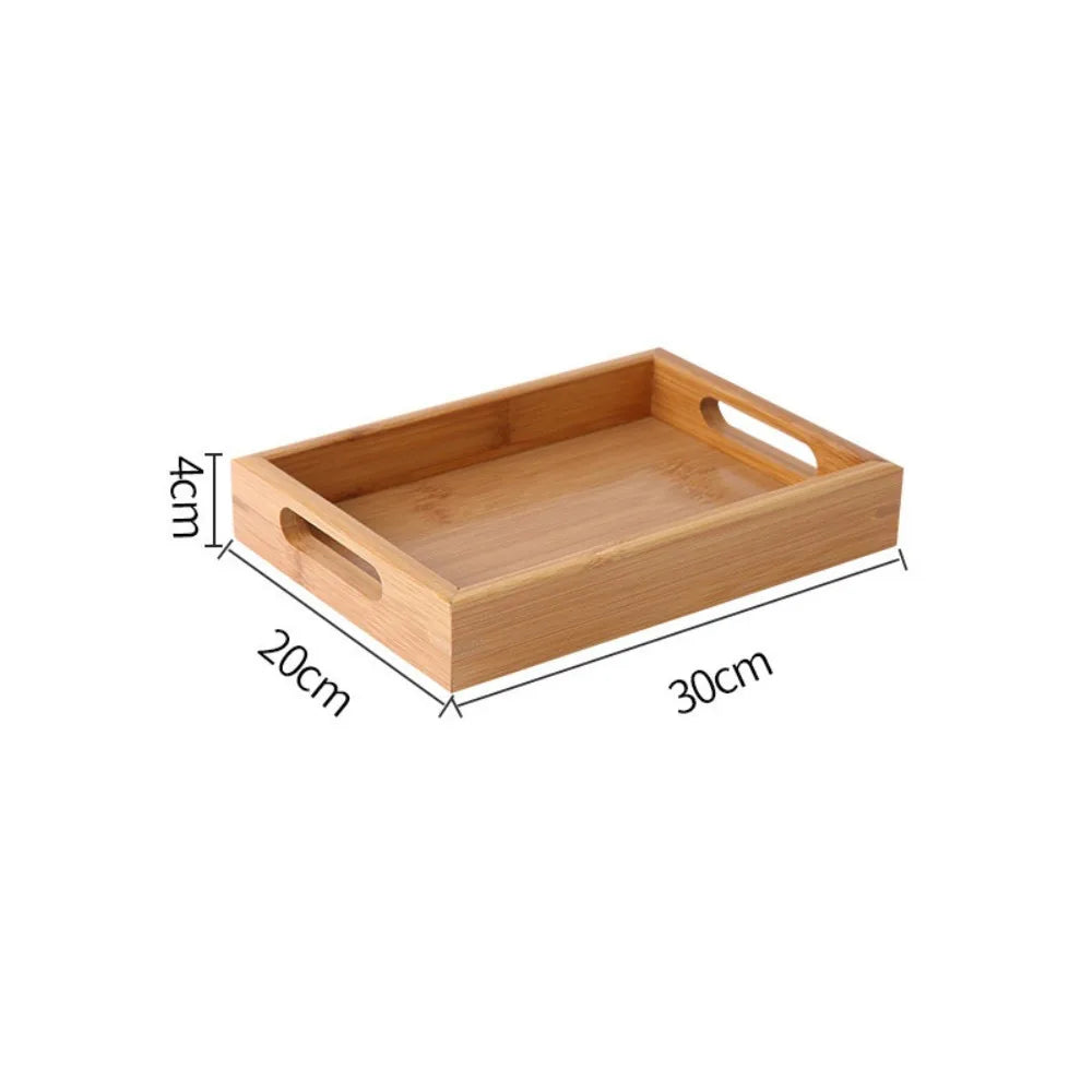 New Rectangular Bamboo Storage Tray Retro Solid Wood Storage Plate Household Tea Tray Water Cup Plate Home Kitchen Supplies