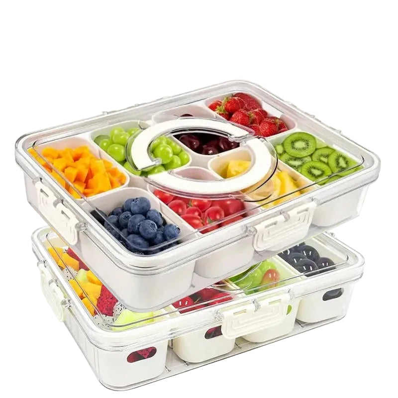 Tejesa 1/2pcs household storage box portable snack fruit box fresh-keeping box spice box cover 8 /4 compartment kitchen.