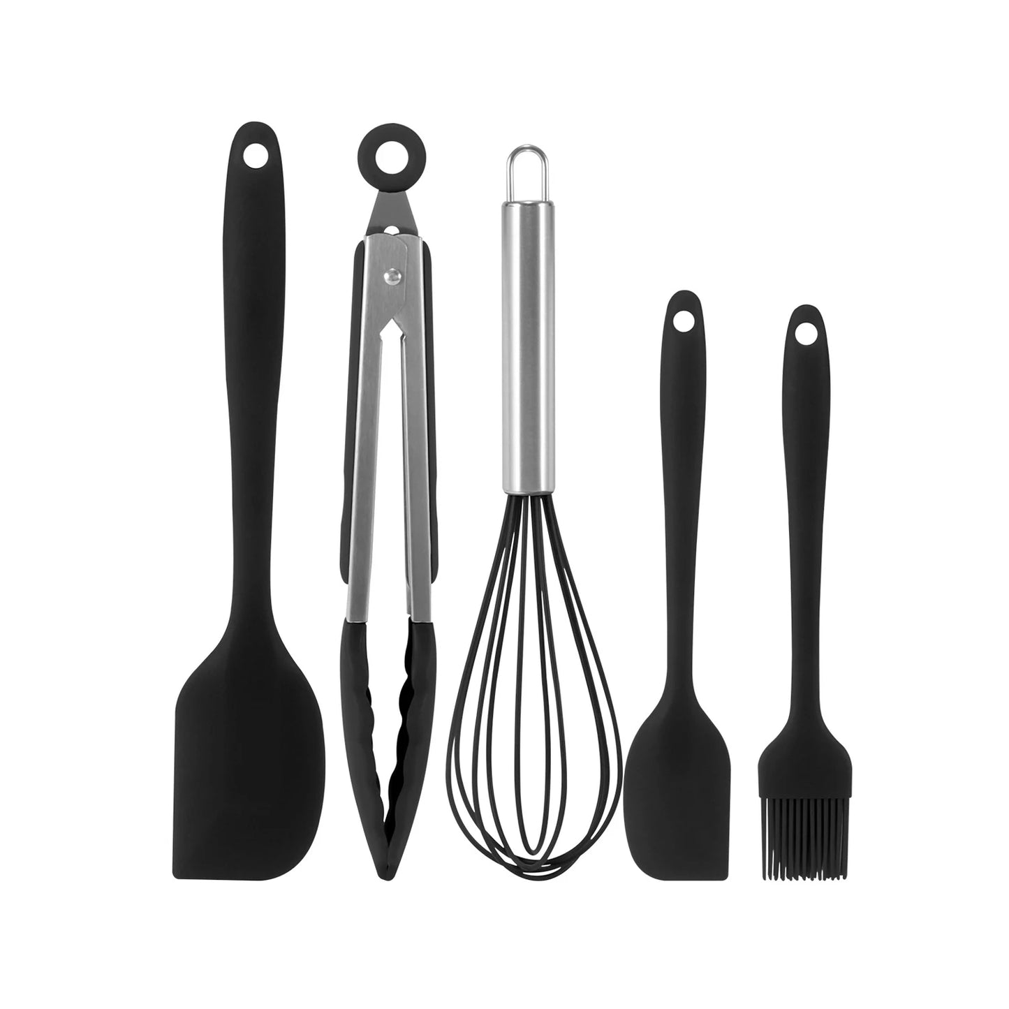 Hemasa 5pcs Food Grade Silicone Baking Utensils Set Spatula Set Non-stick HeatResistant Silicone Cookware Durable Cooking Kitchen Tools