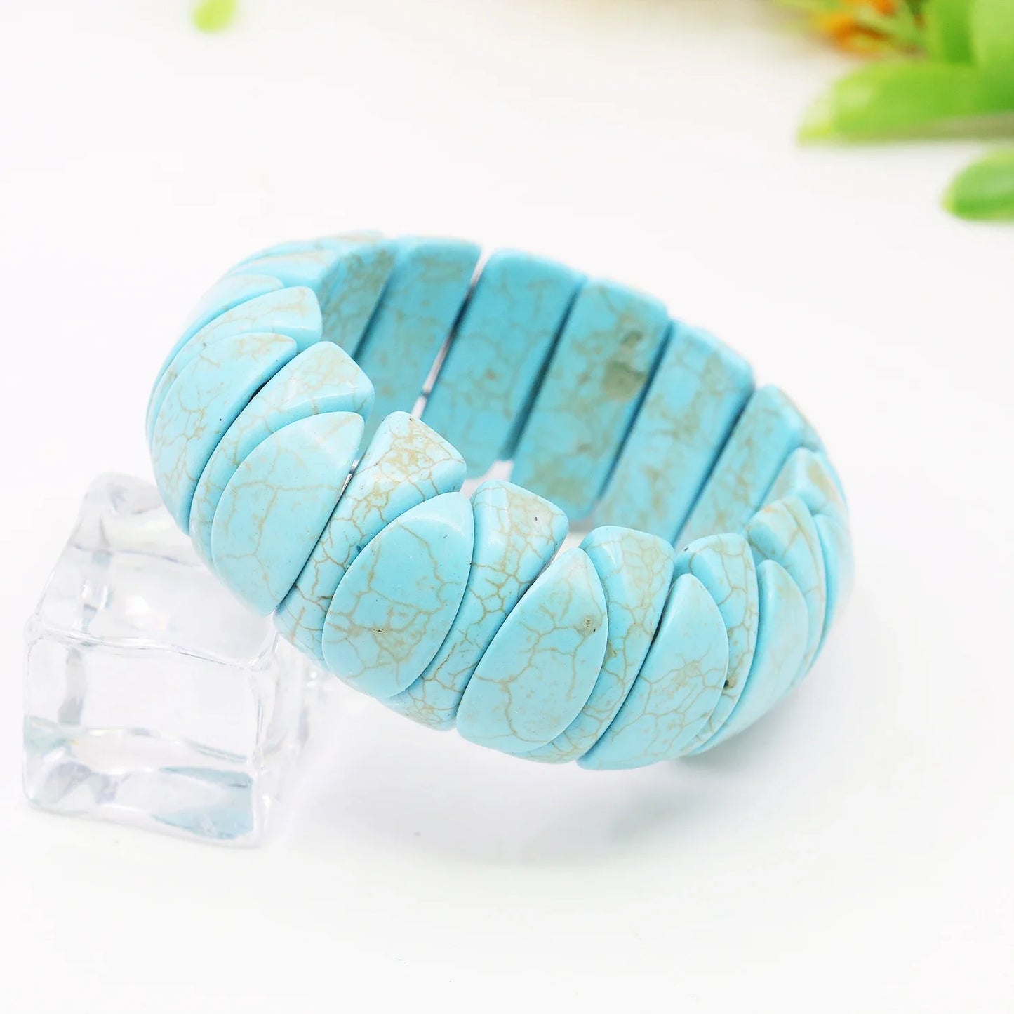 10-24mm Blue Turkey Turquoise Bracelet Howlite Stone Gemstone Women Girls Elastic Hand Ornaments Fashion Jewelry Making Design