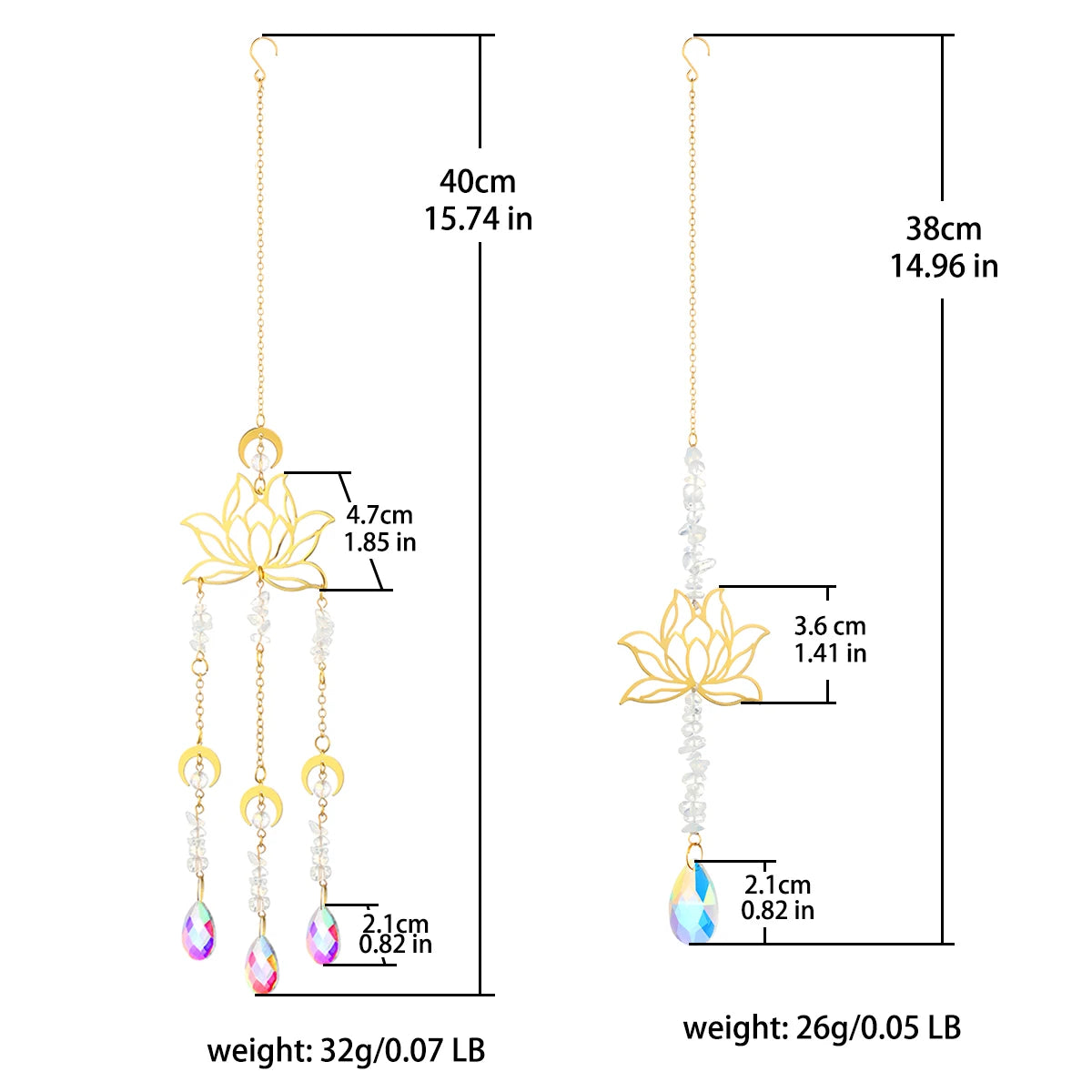 Heamsa 2Pcs Sun Catcher Lotus Prism Crystal Suncatcher Rainbow Crystal Light Catcher Hanging Decoration for Window Garden Car Charm
