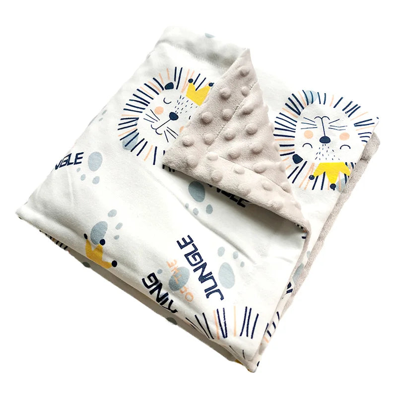Tejesa Knitted Cotton bean fleece double-sided baby blanket swaddle children's blanket cartoon soft and comfortable newborn quilt