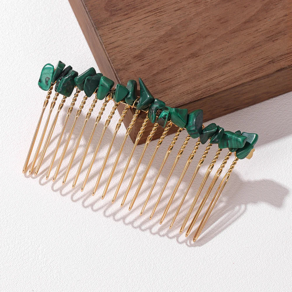 Hemasa Crystal Hair Combs Hair Accessories Natural Quartzs Stone Hair Clips Healing Reiki Hairpin Wedding Bridal Headwear Jewelry
