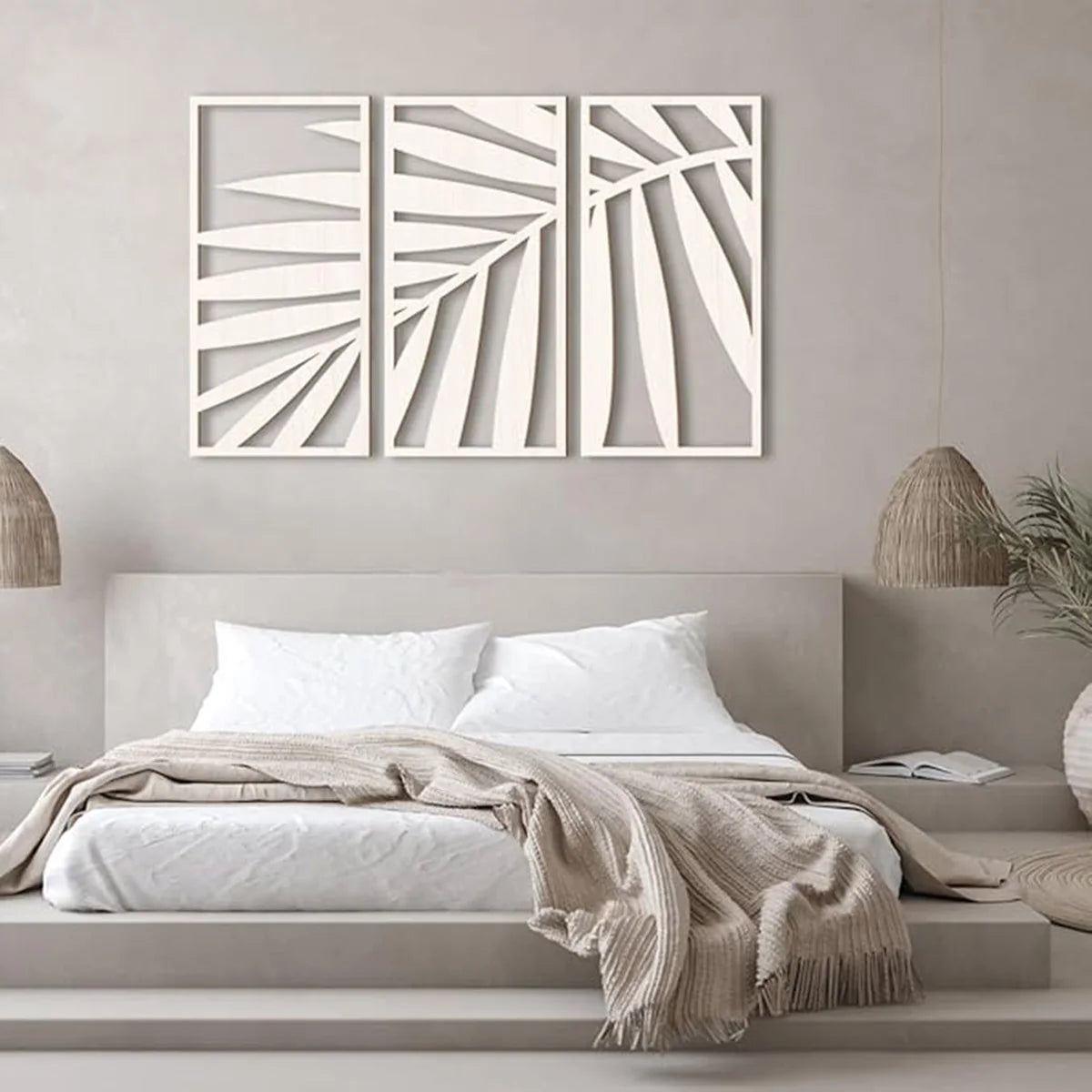 Tejesa 3pcs Wooden wall decoration hollow wooden leaf wall art for kitchen /bathroom /living room /dining room /porch wall