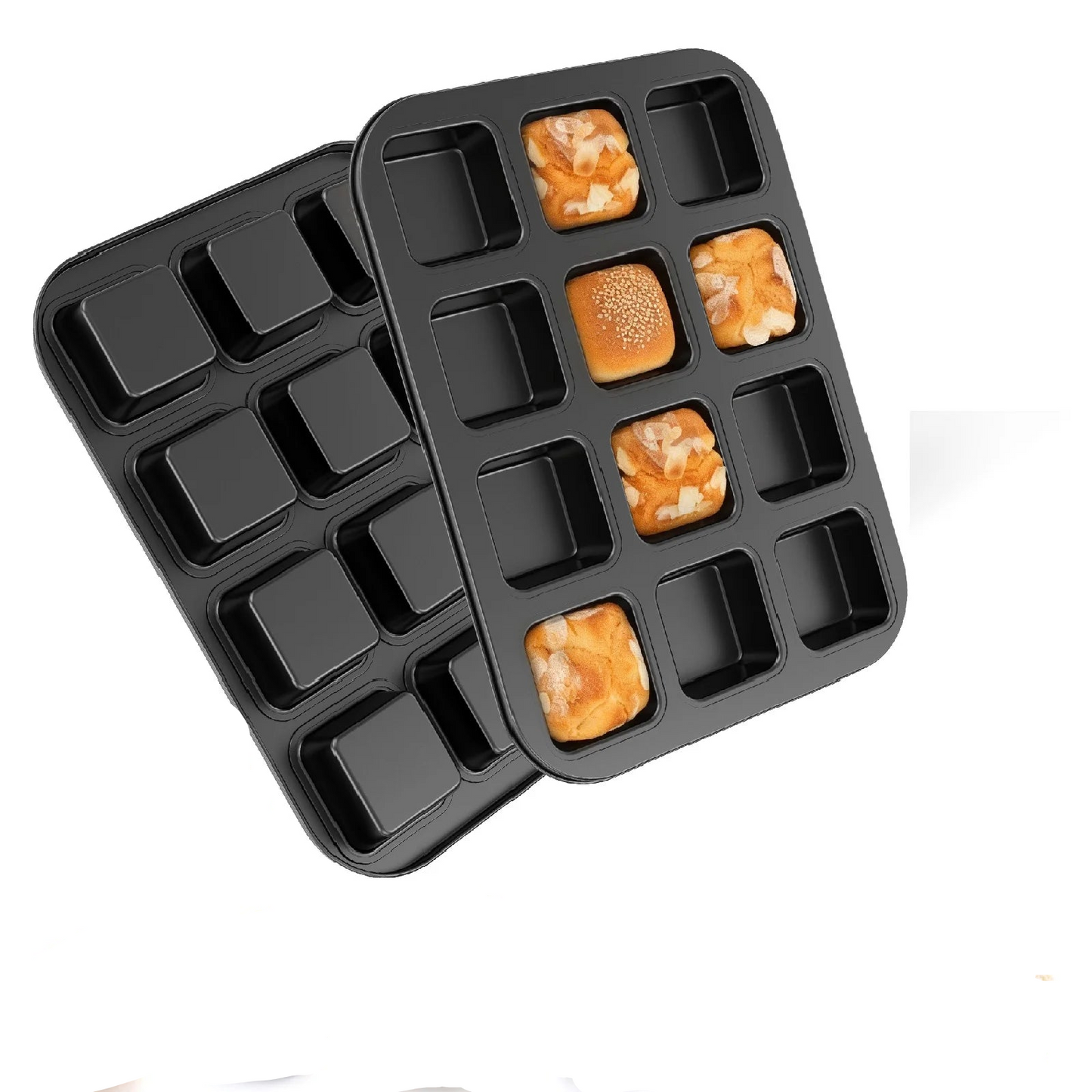 Tejesa 12 Cavity Square Muffin Tin Tray Non-Stick Mini Muffin Baking Pan Multipurpose Sturdy Square Muffin Tin Tray Bakeware Mold