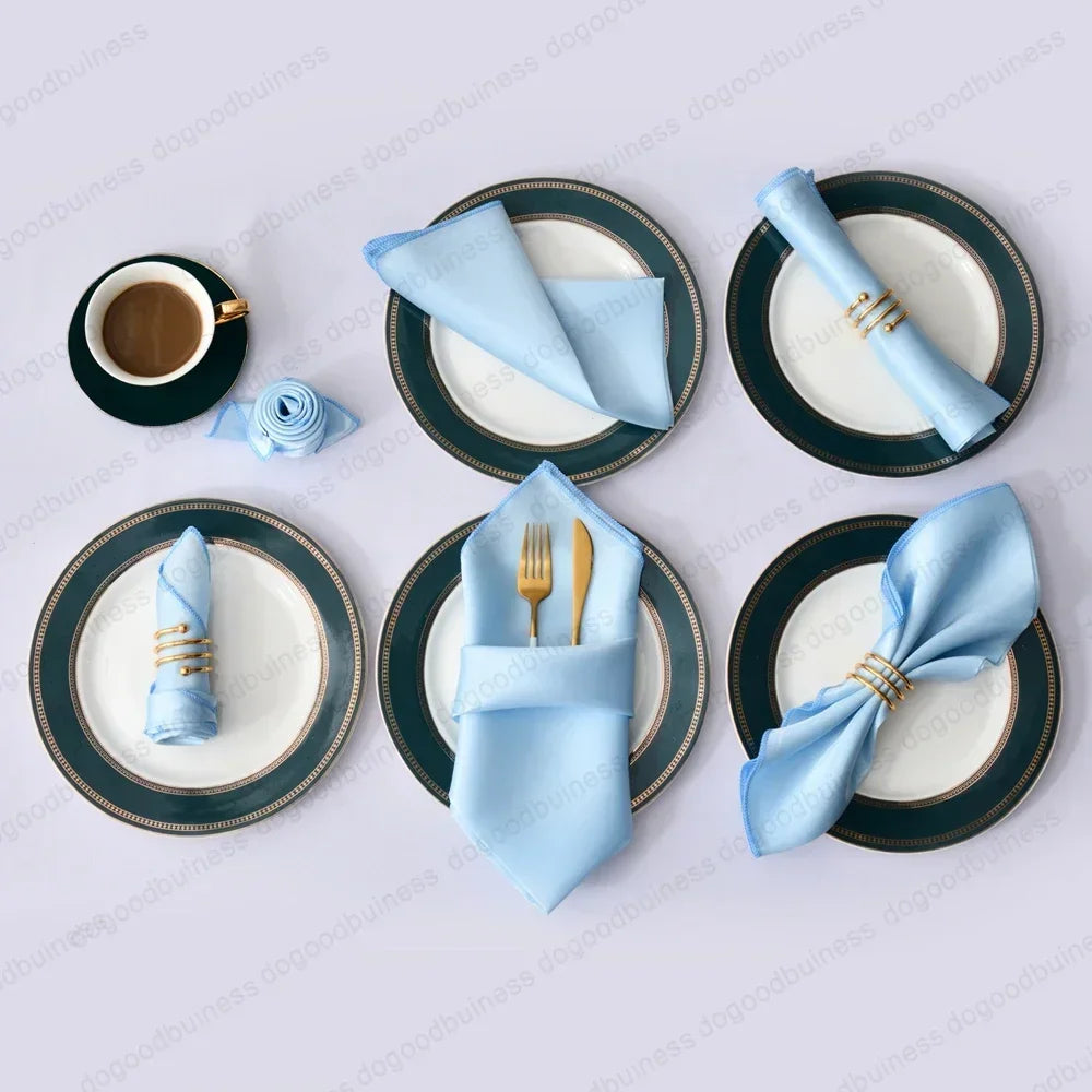 Satin Napkin Serving Square for Table Decoration, Dinner Towel for Wedding Party, Home, Hotel, Christmas, Red, 30cm X30cm, 6pcs