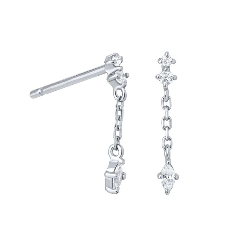 Hemasa 925 Sterling Silver Ear Buckles Fashion Hoop Earrings /White Crystal Luxury Women's Earrings Wedding Women's Jewelry Premium Gift