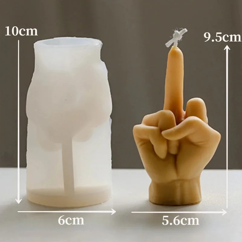 Hemasa 3D Middle Finger Silicone Candle Mold/ Aromatherapy Plaster Art Soap Resin Crafts Casting Molds Holiday Party Gifts