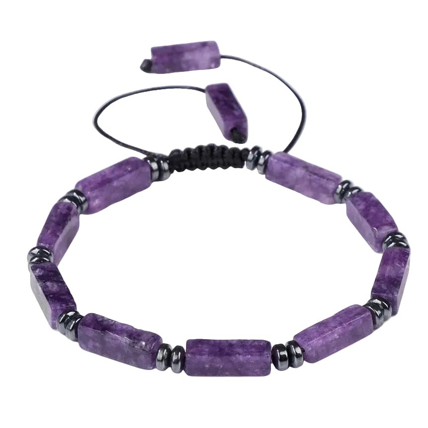 Tejesa Rectangle Shape Amethysts Bracelet Natural Stone Indian Agates Lapis Lazuli Adjustable Braided Bracelets For Women Men Jewelry