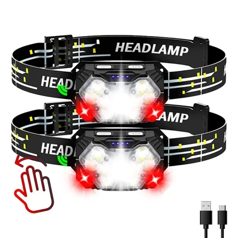 Hemasa 9 Led Strong Light Headlamp USB Rechageable Motion Sensor Headlight Portable Fishing Camping Outdoor Head Lamp Work Flashlight