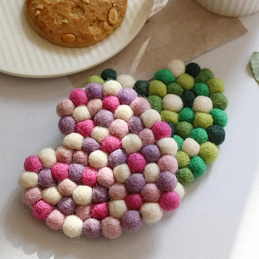 Rainbow  Felt ball Coasters