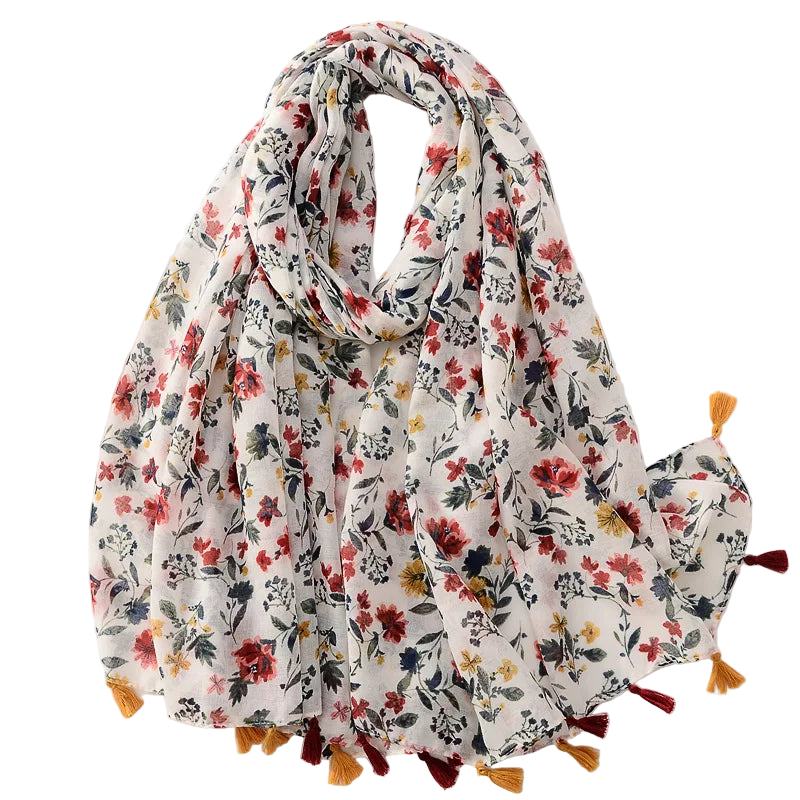 Tejesa Woman Shawl Fashion Design Tassel Cotton Scarf  /Floral Print Ladies Scarves