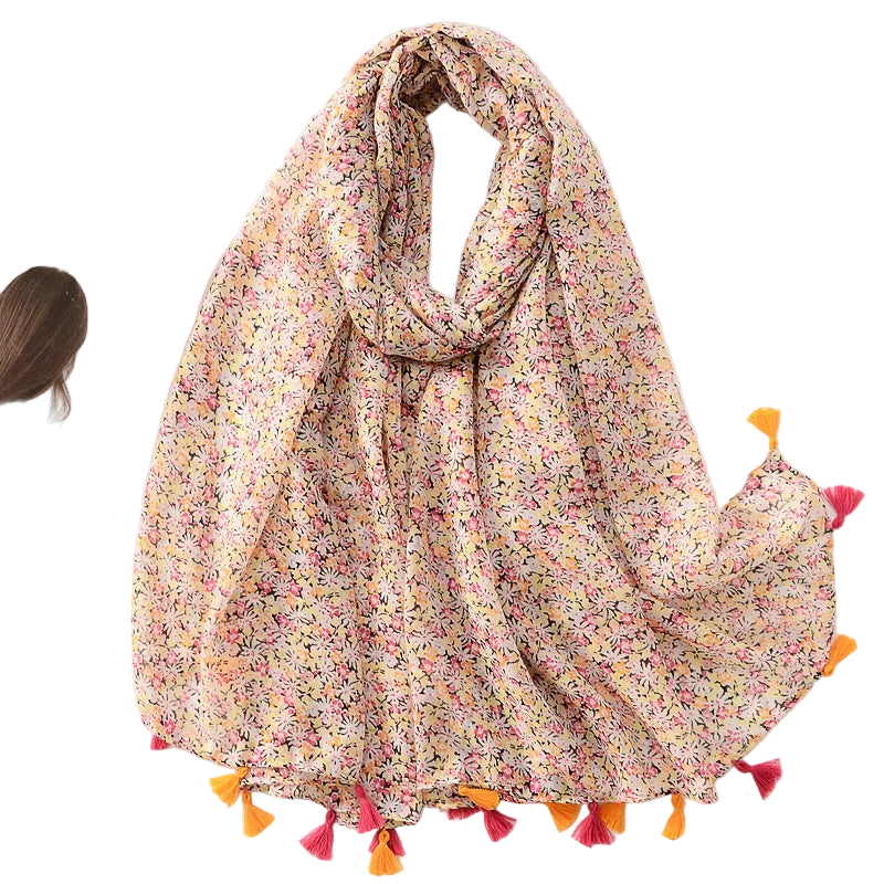 Tejesa Woman Shawl Fashion Design Tassel Cotton Scarf  /Floral Print Ladies Scarves