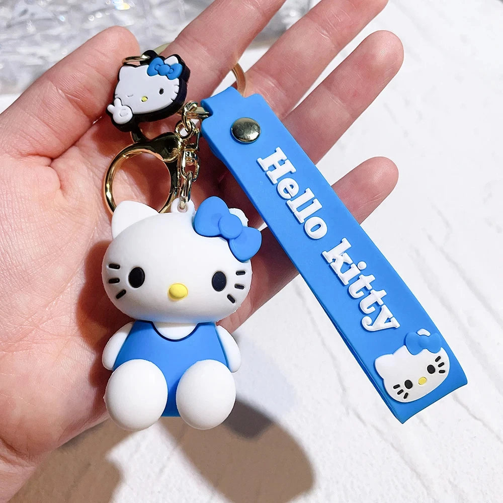 Kawaii Sanrio Hello Kitty Keychain Cartoon Doll Cute Kitty Pvc Key Chain Soft Rubber Car Key Ring Women Bag Pendant Girl Gift