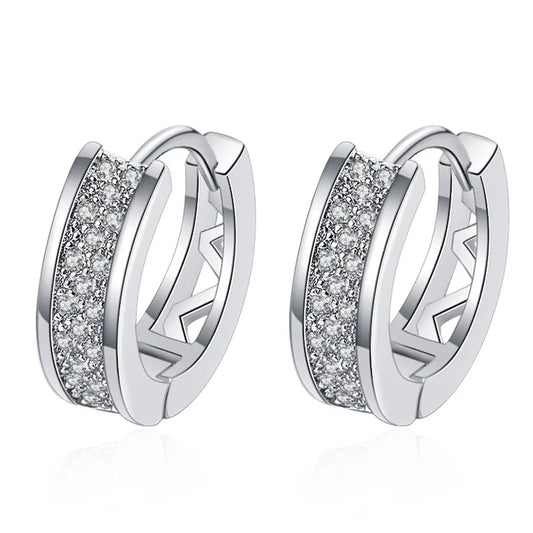 925 Sterling Silver Dainty Small Zircon Inlaid Round Circle Hoop Earrings for Women Silver Earrrings Jewelry
