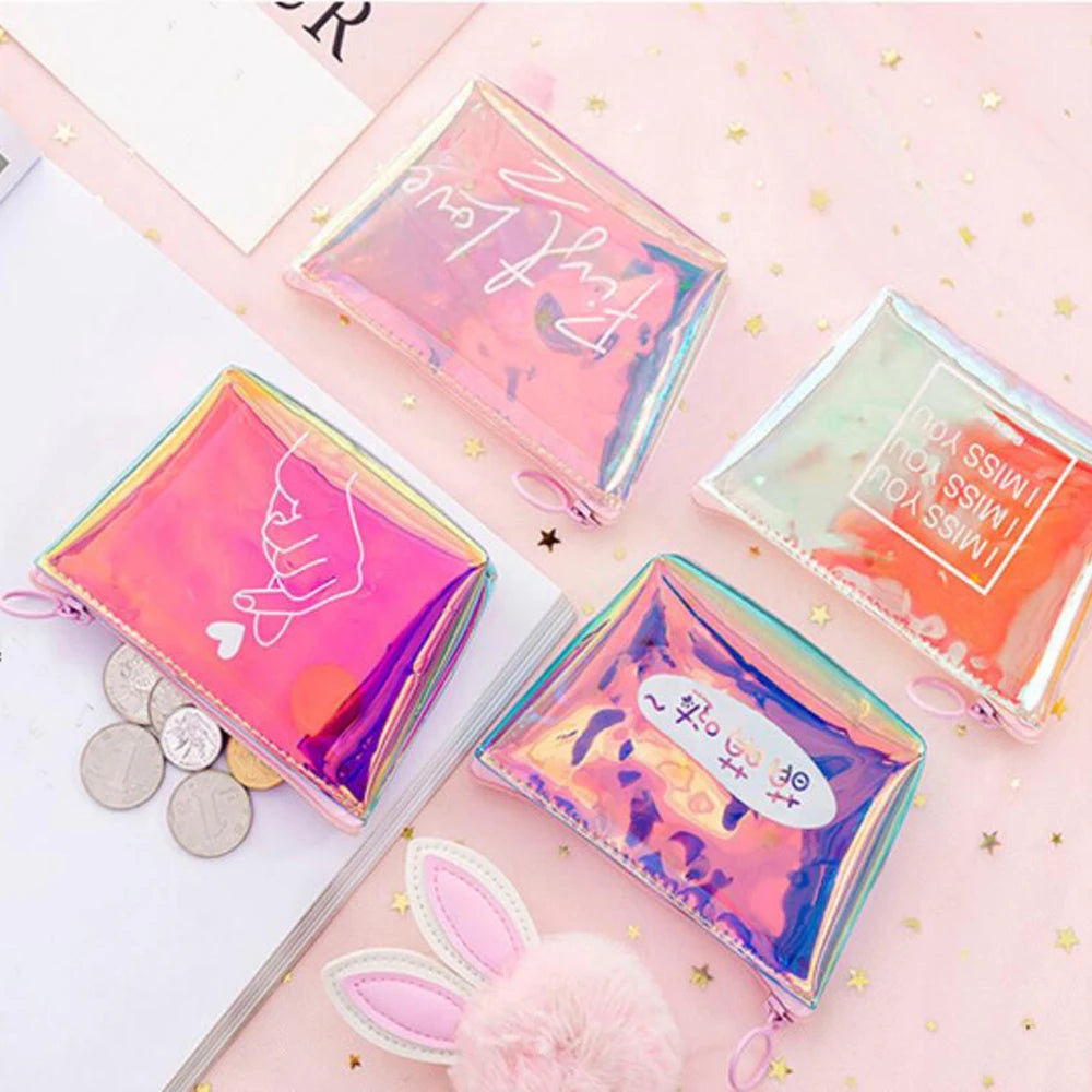 Heamsa Transparent Coin Purse Women Small Wallet Female Change Purses Mini Children's Pocket Wallets Key Card Holder
