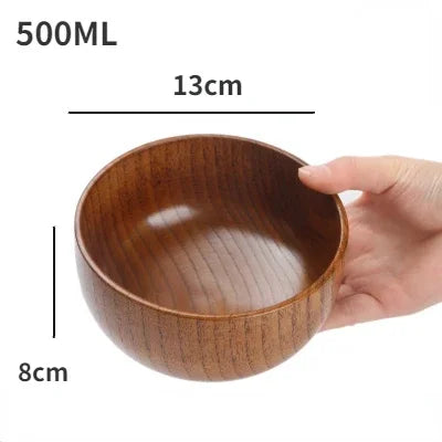 Hemasa Japanese Wooden Bowls Children Baby Adults Small Soup Bowls Solid Wood Salad Bowls