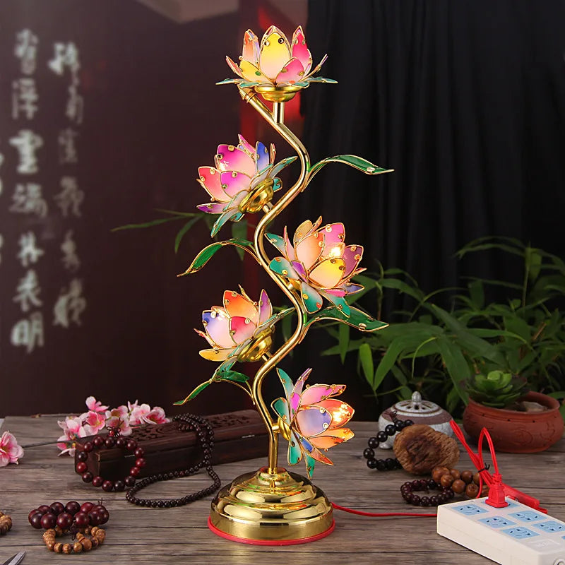 Tejesa Lotus Lamp Buddha Front Light Supply Lamp S-shaped Lotus Lamp Buddhist Lamp Height 61cm Temple Home