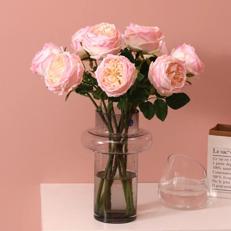 5Pc Moisturizing Rose Artificial Flowers Real Touch Rose Bridal Bridesmaid Bouquet Wedding Decor Flowers Party Home Decor Floral