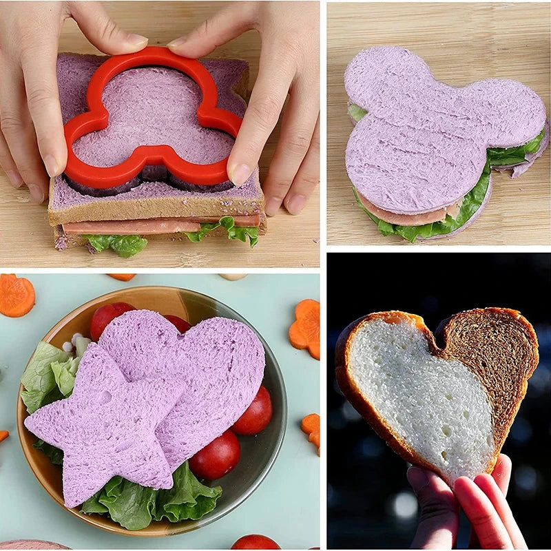 Hemasa Sandwich Cutters For Children Kids Heart Star Mickey Bread Toast Lunch Bento Box Food Cookie Sandwich Makers Molds