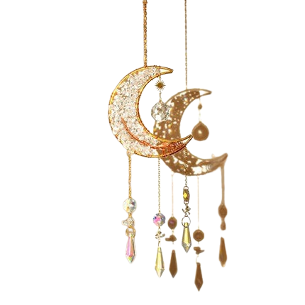 Hemasa Moon Suncatcher Crystal Tree of Life Hanging Decoration Stained Glass Healing Crystal Rainbow Maker Garden Outdoor Decoration