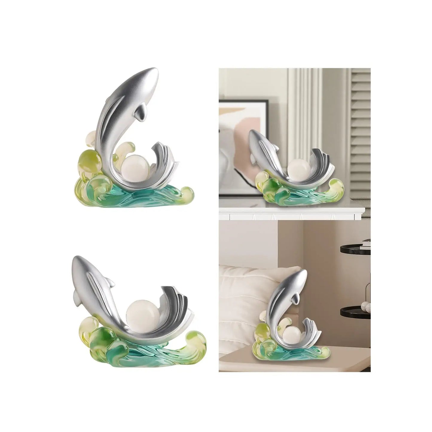 Dolphin Statue Collection Decorative Figurine Animal Sculpture Modern Statue for Desk Cabinet Centerpiece Bookshelf Decor