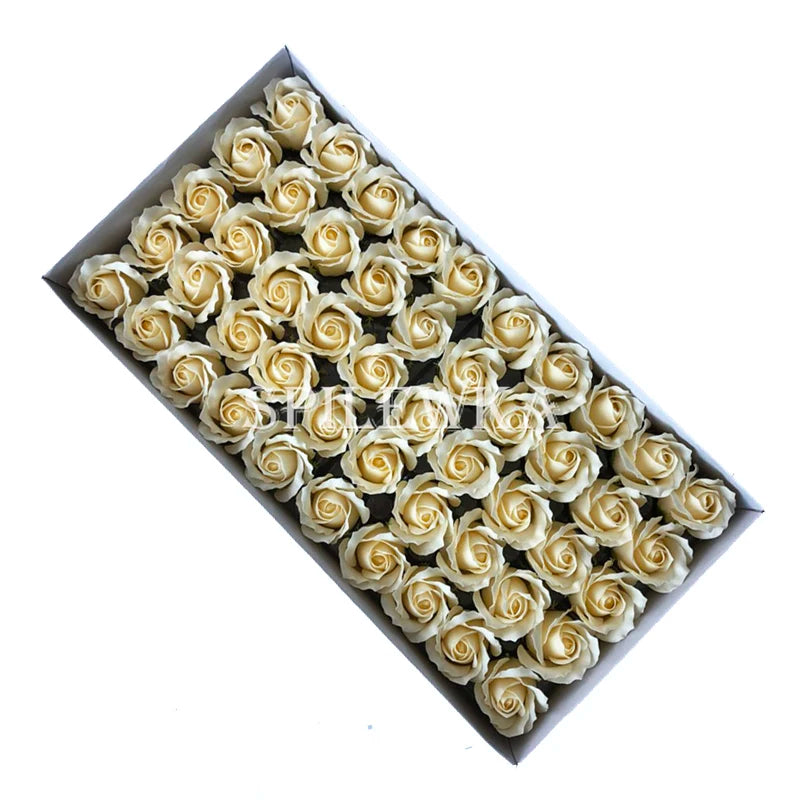 Tejesa 50 Pcs 3-Layer Rose with Curly Petals Fake Flowers Heads Wedding DIY Gift Box Valentine's Day/home/decor