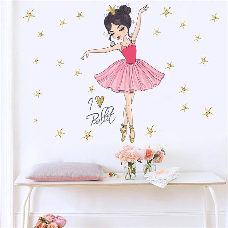Hemasa Girl star dance Wall Stickers/ Children Kids Bedroom  /Living Room Wall Decoration Sticker