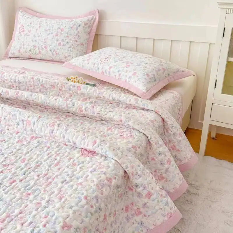 1Pc Purple Flower Bedspreads For Bed Thick Patchwork Blanket Single/Queen/King Floral Style Quilted Duvet Soft Bedspread