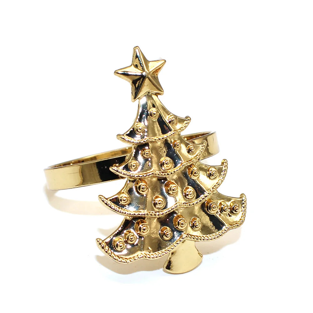 6Pcs Christmas Snowflake Napkin Rings for Table Setting Metal Napkin Holder for Home Winter Party Decor Navidad 2024 Noel ERC126